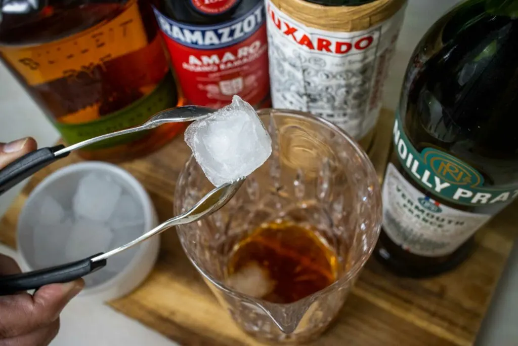 Adding Ice to a Brooklyn Cocktail