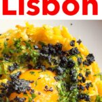 Pinterest image: Bacalhau a Bras with caption reading 'Where to Eat in Lisbon'