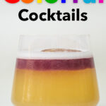 Pinterest image: photo of a New York Sour cocktail with caption reading "Colorful Cocktails"
