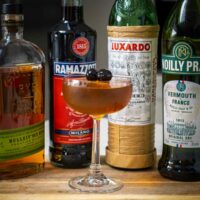 Crafted Brooklyn Cocktail with Bottles