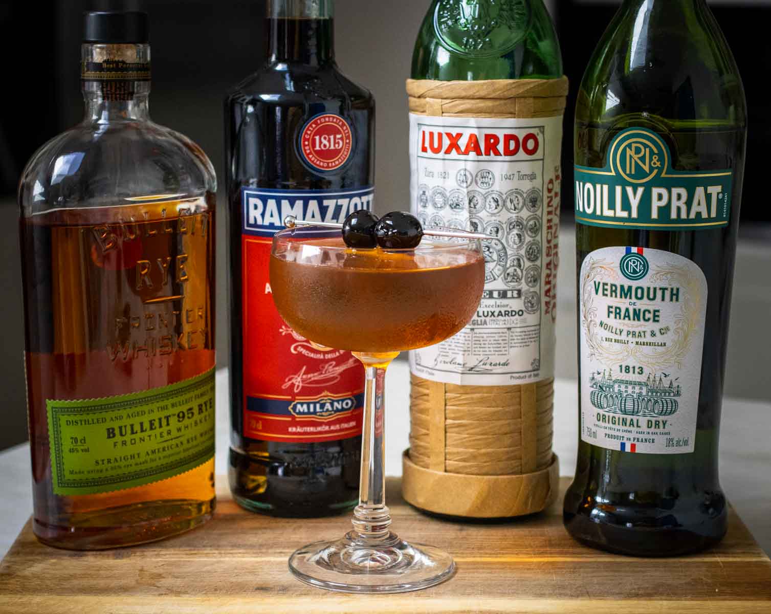 Crafted Brooklyn Cocktail with Bottles