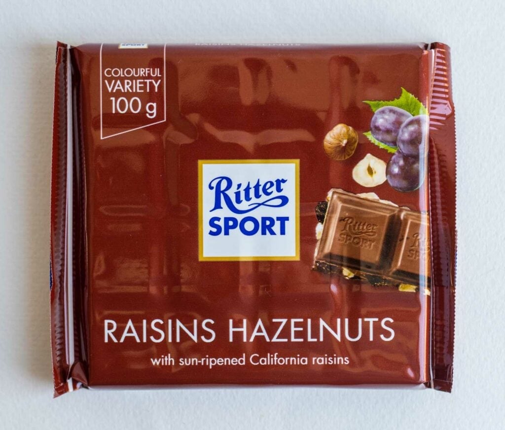 Ritter Raisins Hazelnuts Bar in Wrapper