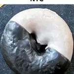 Pinterest image: photo of a Black and White Donut with caption reading "Best Donuts NYC"