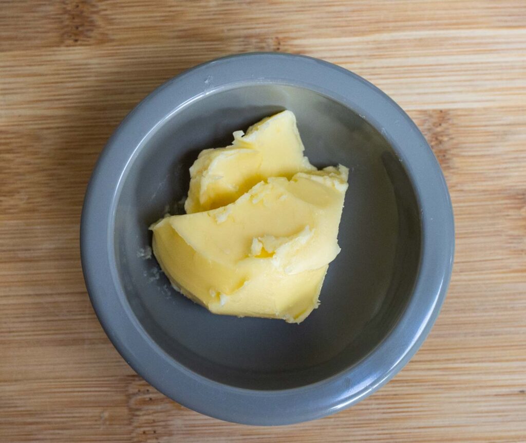 Butter in a grey bowl