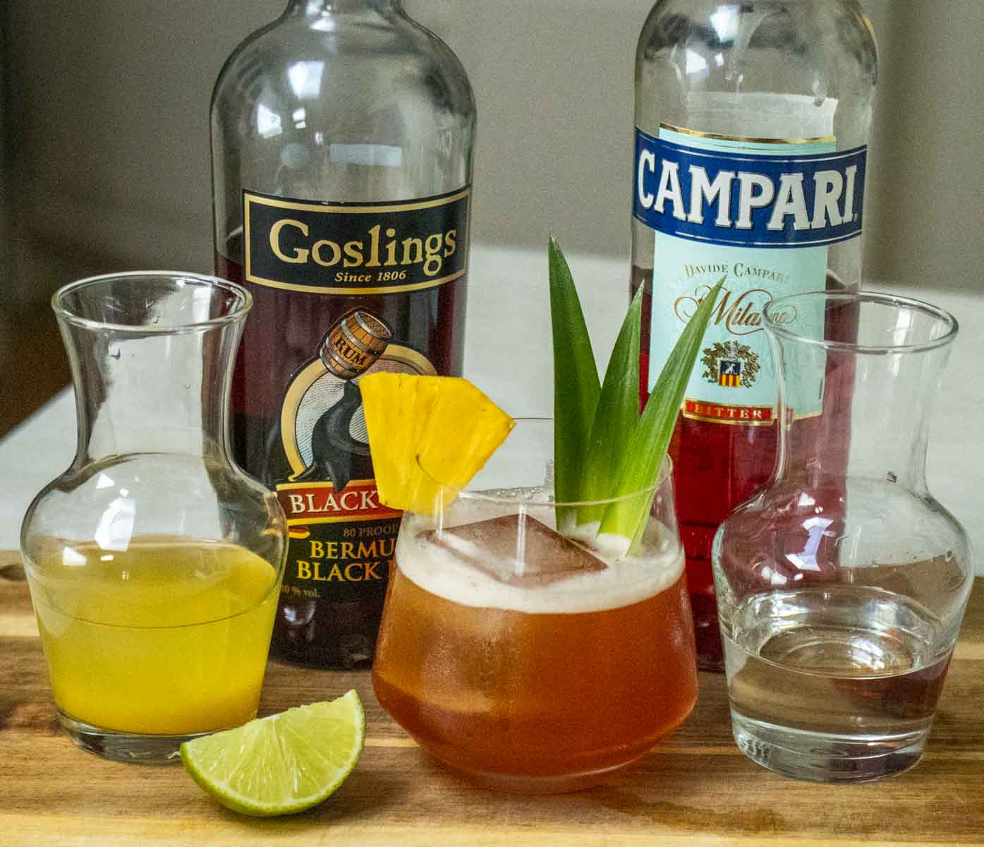 Crafted Jungle Bird Cocktail with Ingredients