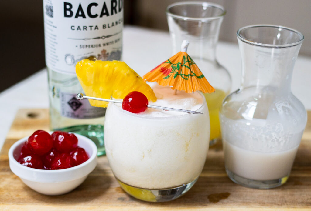 Crafted Pina Colada with Ingredients