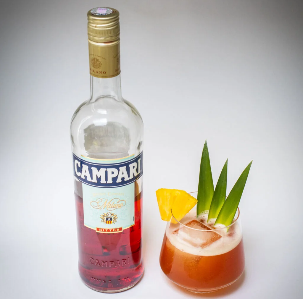 Jungle Bird Cocktail with Campari Bottle