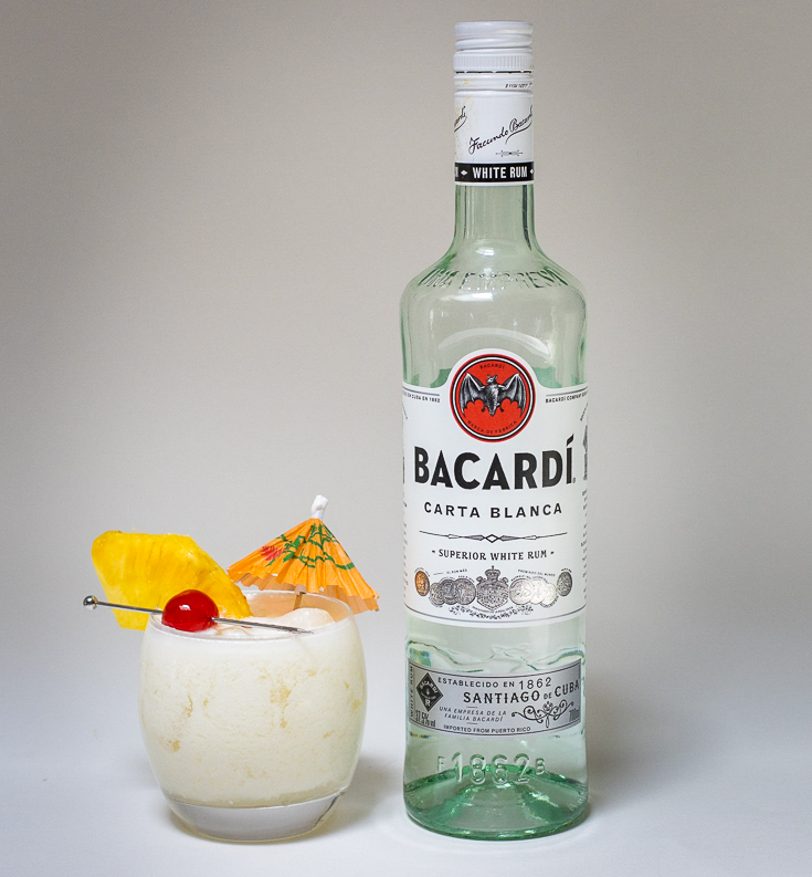 Pina Colada with Bacardi Rum Bottle