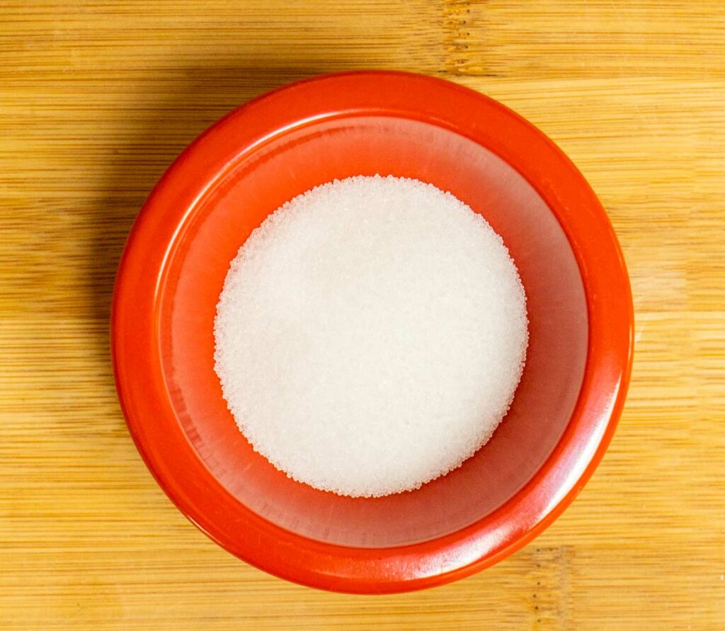 Salt in a red bowl