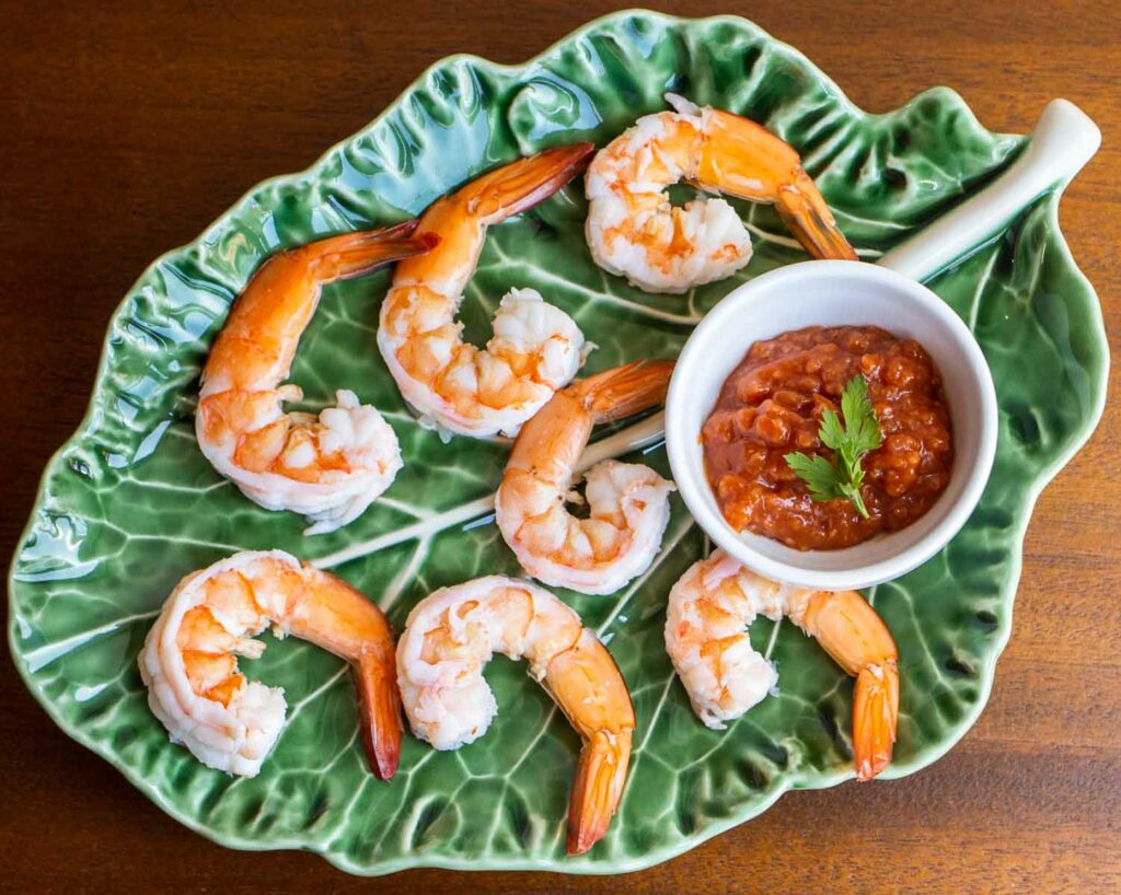 Shrimp Cocktail on a Cabbage Leaf Pinheiro Plate
