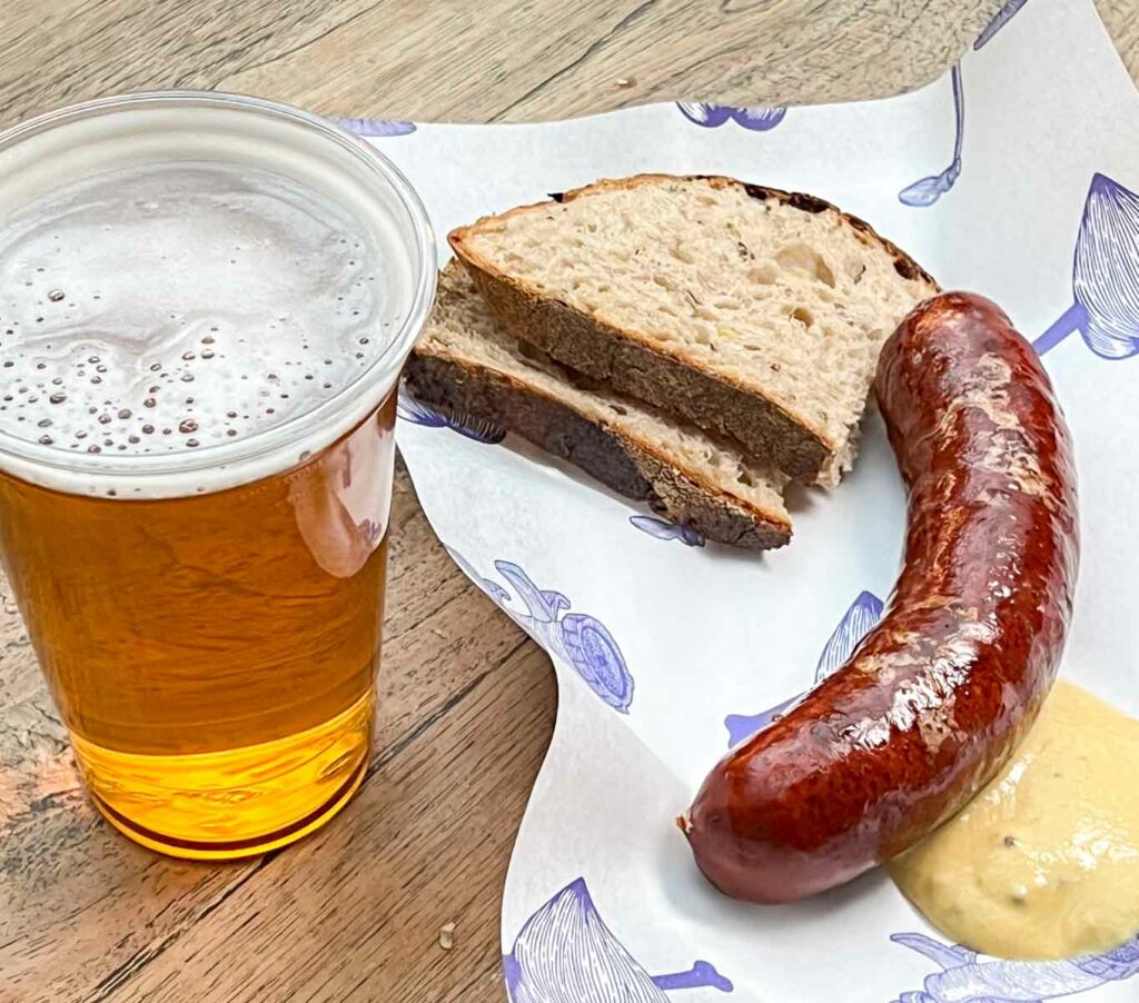 Beer and Sausage at Nase Maso in Prague
