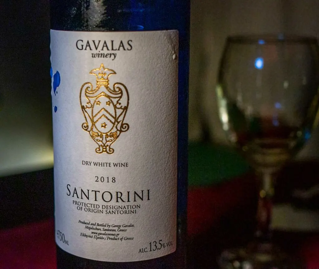 Bottle of Santorini Wine