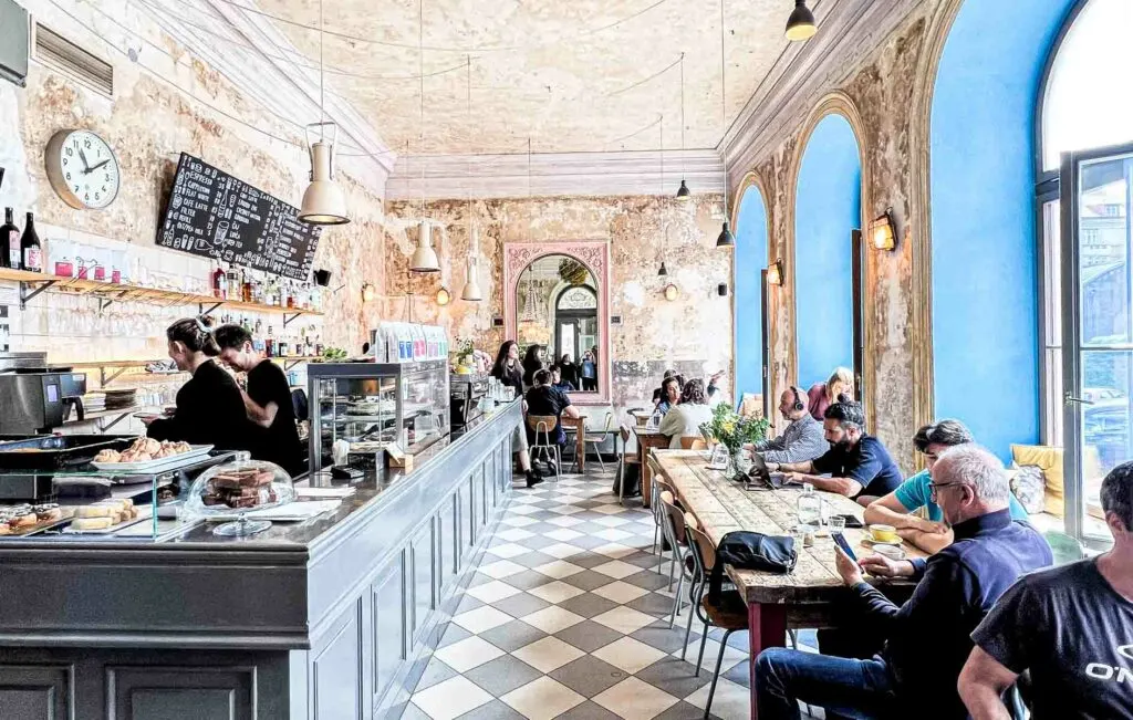 Inside Cafe Letka in Prague