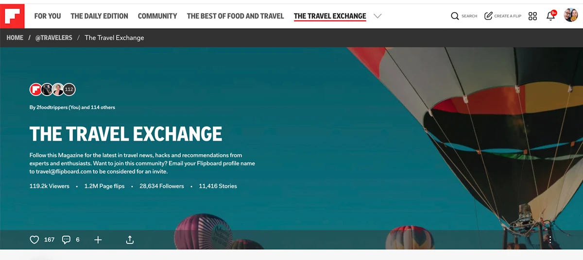Flipboard Travel Exchange Screenshot