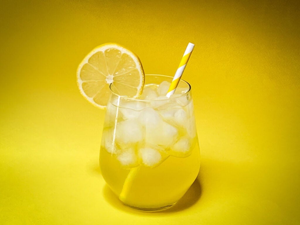 Limoncello Spritz with Yellow Background
