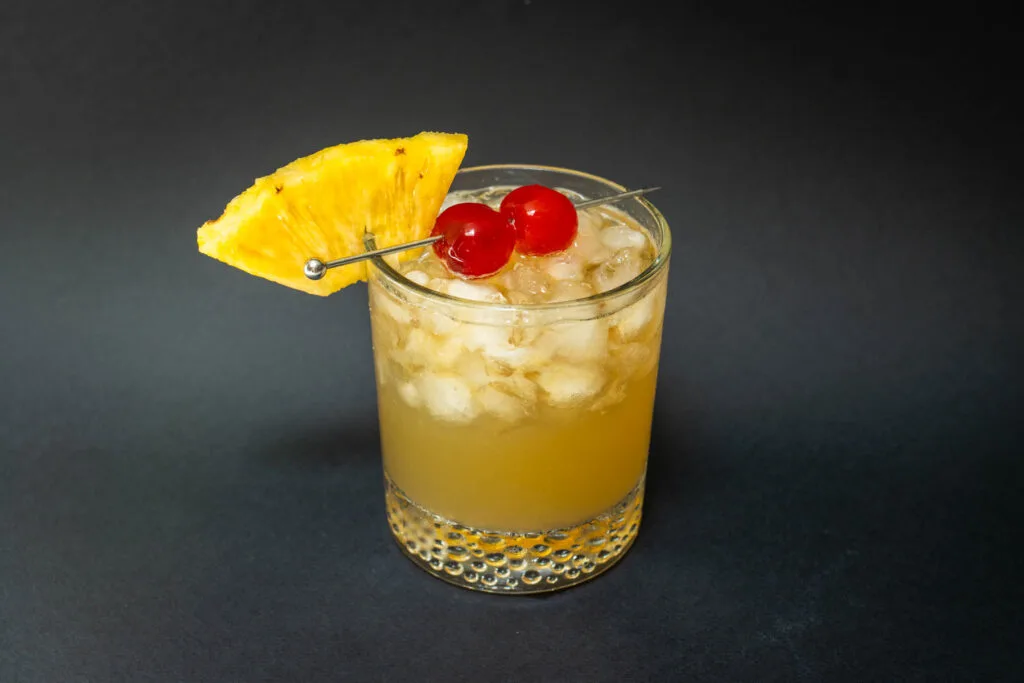 Mai Tai cocktail with black background