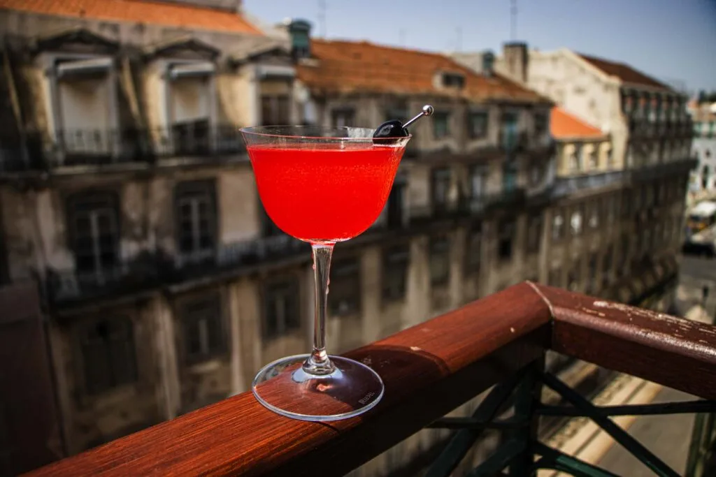 Mary Pickford Cocktail on a City Apartment Ledge