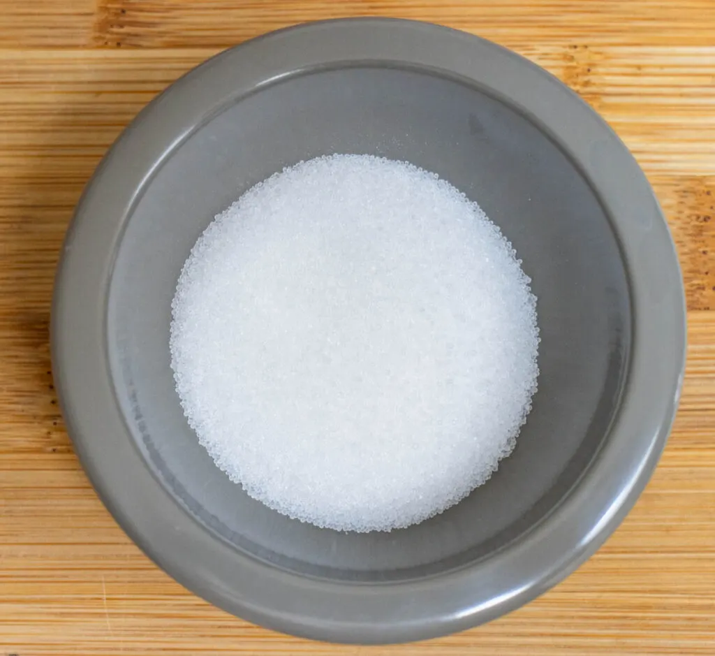 Salt in a grey prep bowl