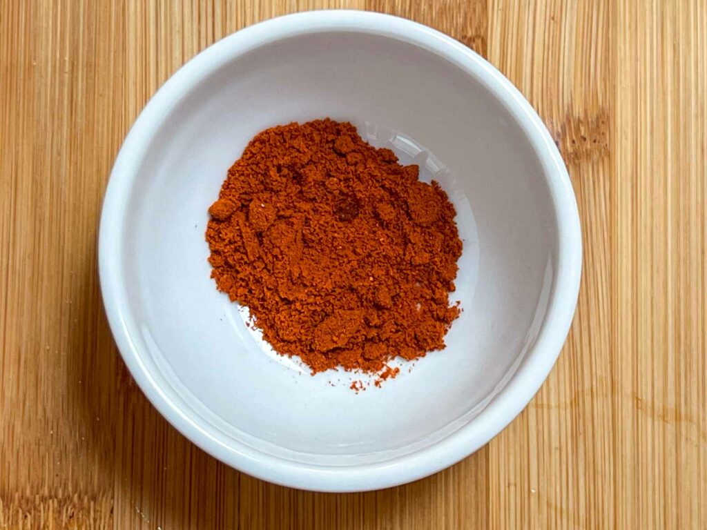 Smoked Spanish Paprika in a small white bowl