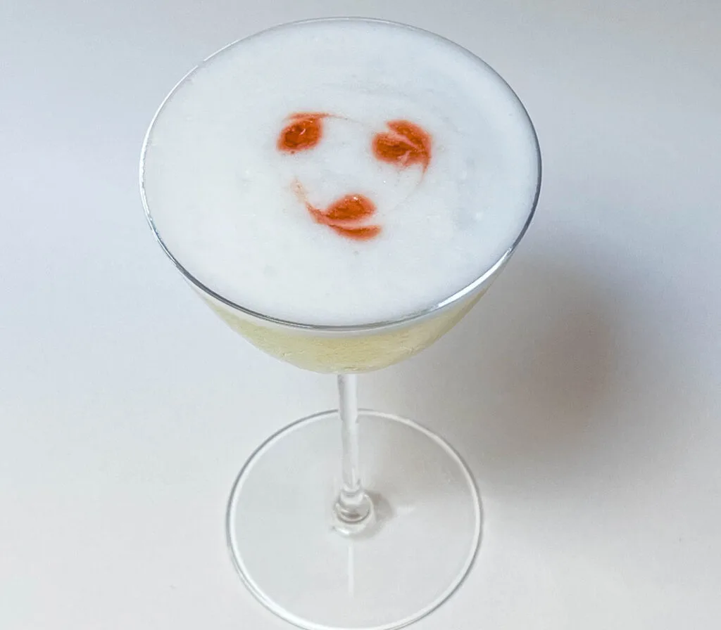 Pisco Sour from Above with White Background