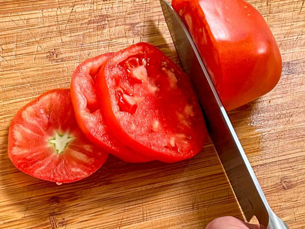 Slicing a tomato