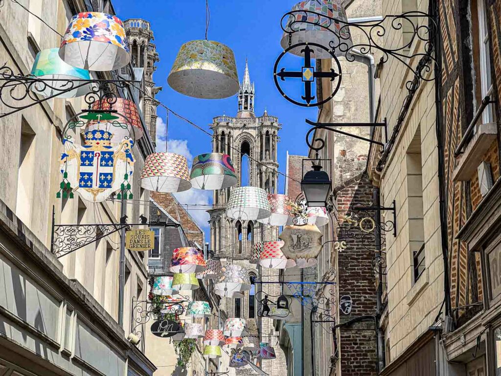 Street with Lamp Shades in Laon