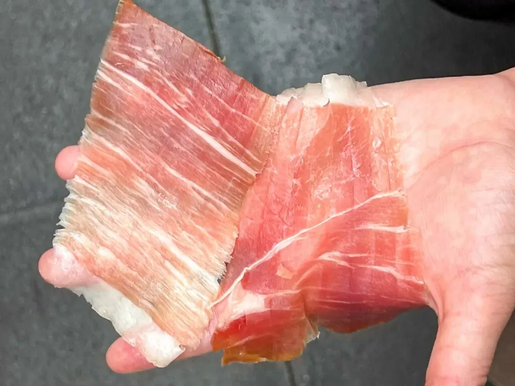 Cured Ham Sample at Testaccio Market in Rome