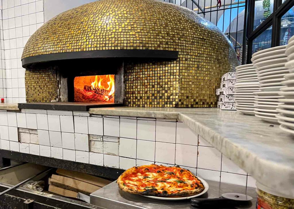 Pizza and Pizza Oven at Pizza and Baba in Naples Italy