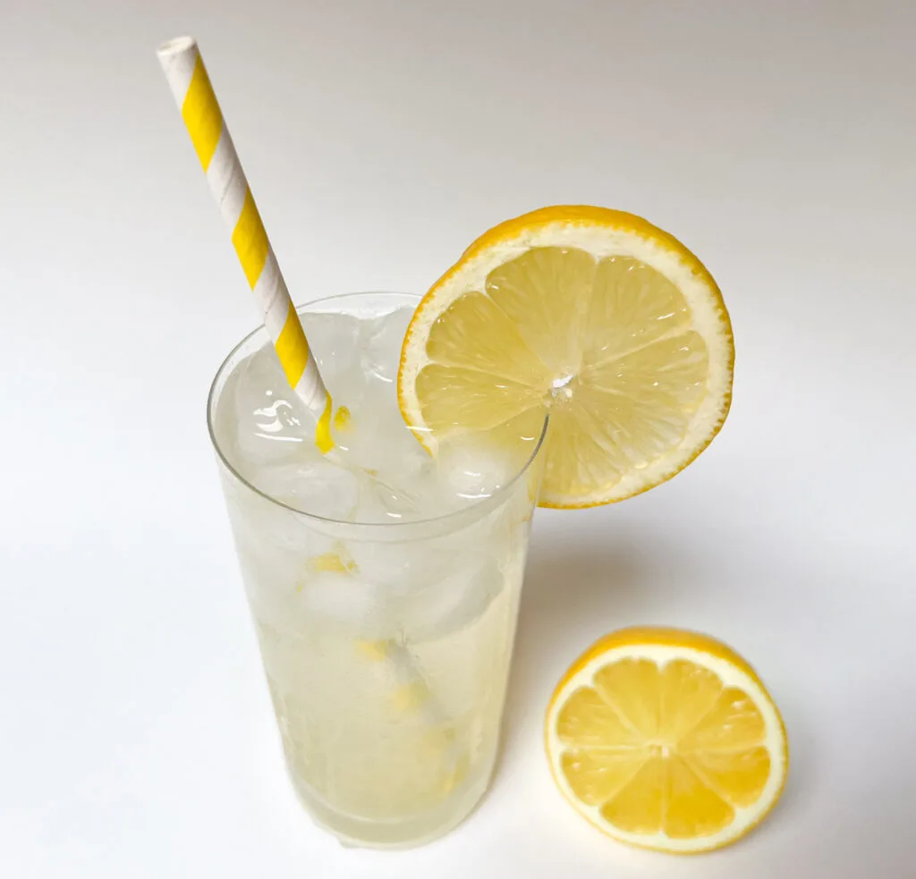 Tom Collins Cocktail from Above with Lemon