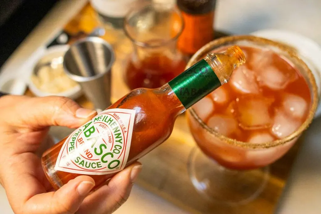 Adding Tabasco to a Bloody Caesar Cocktail