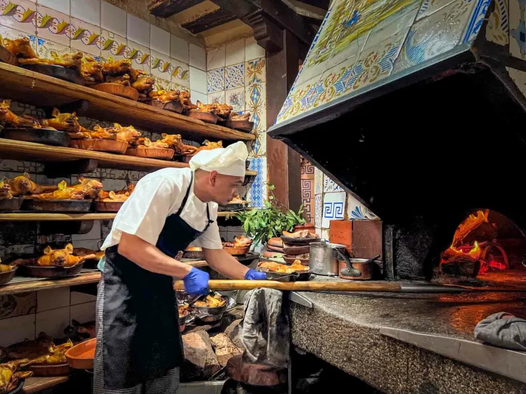 Chef Roasting Pigs at Botin in Madrid