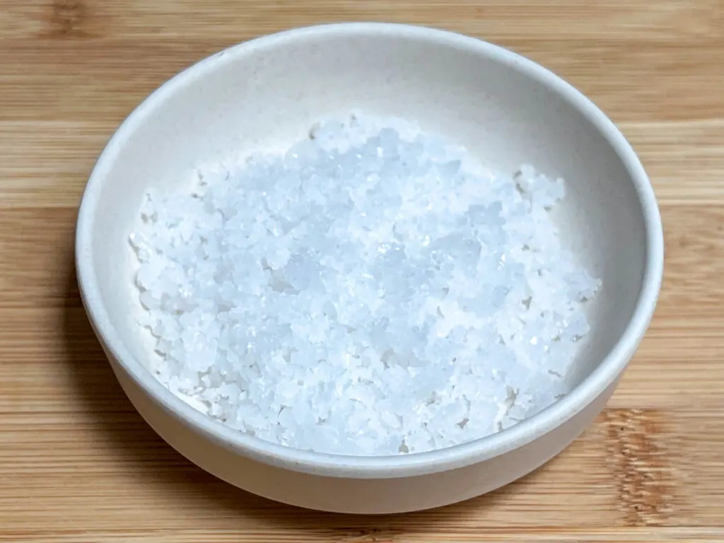 Salt in a wide small bowl