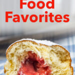 Pinterest image: photo of an berliner donut with caption reading "Berlin Food Favorites"