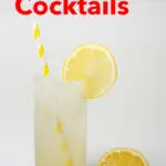 Pinterest image: photo of tom collins cocktail and lemon with caption reading "The Best Gin Cocktails"