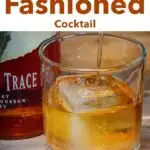 Pinterest image: photo of old fashioned cocktail with caption reading "Old Fashioned Cocktail"