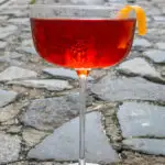 Pinterest image: photo of a Boulevardier cocktail with caption reading "Boulevardier"