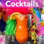 Pinterest image: photo of a Hurricane Cocktail with caption reading "Mardi Gras Cocktails"