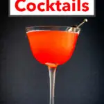 Pinterest image: photo of a red cocktail with caption reading "Red Cocktails"