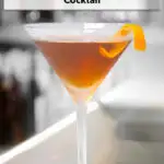 Pinterest image: photo of a Revolver cocktail with caption reading "Revolver Coctail"