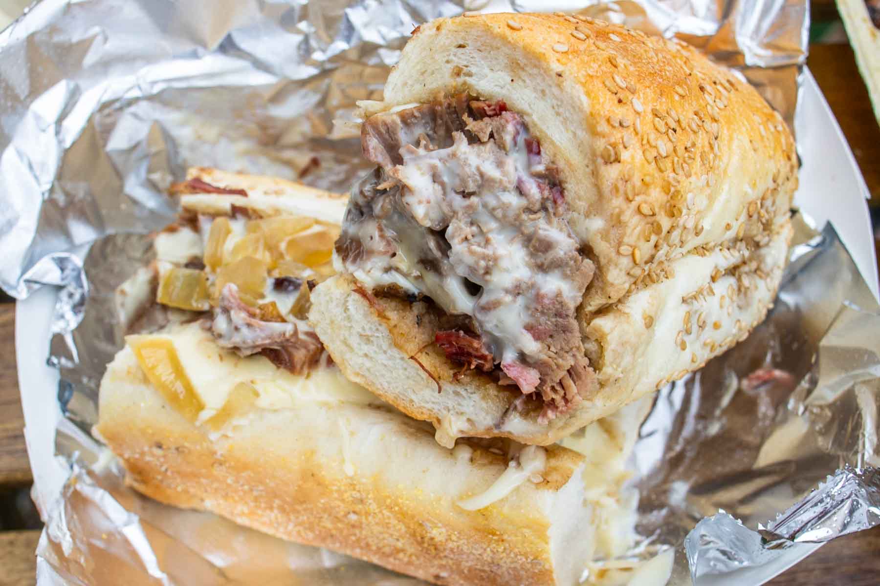 Inside a Cheesesteak at Mikes BBQ in Philadelphia