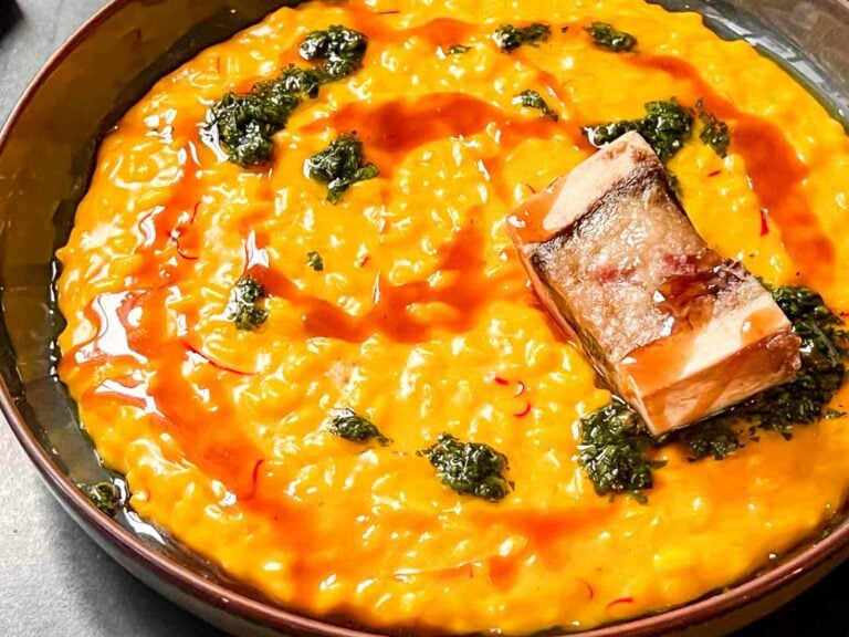 Risotto Vecchia Milano with Bone Marrow from Above at Ratana in Milan