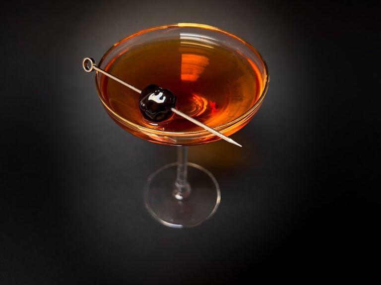 La Louisiane Cocktail with Black Background from Above