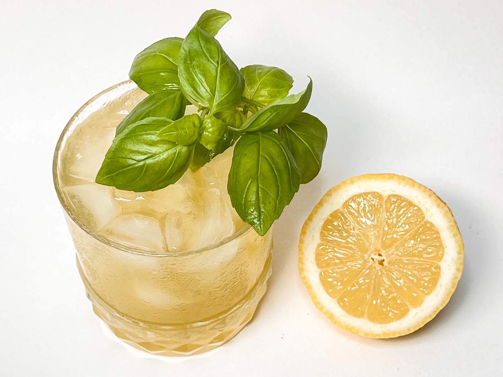 Gin Basil Smash Cocktail and Lemon