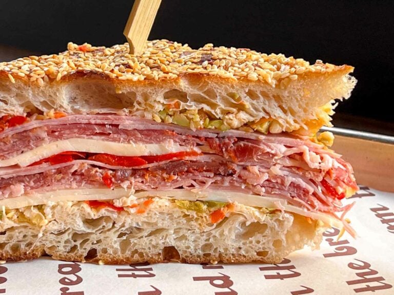 Hoagie Muffuletta Up Close at the Bread Room by High Street in Philadelphia