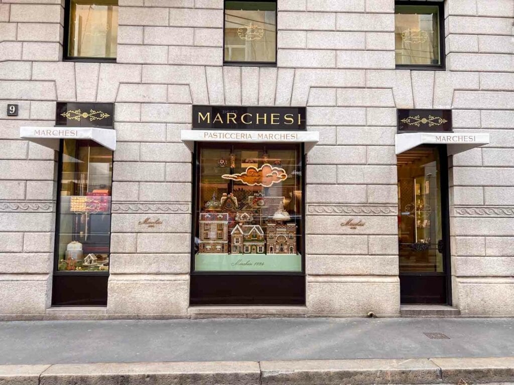 Outside Marchesi 1824 in Milan