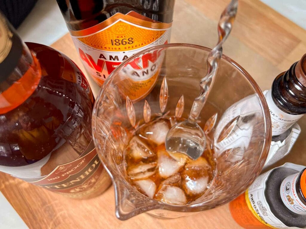 Stirring a Black Manhattan
