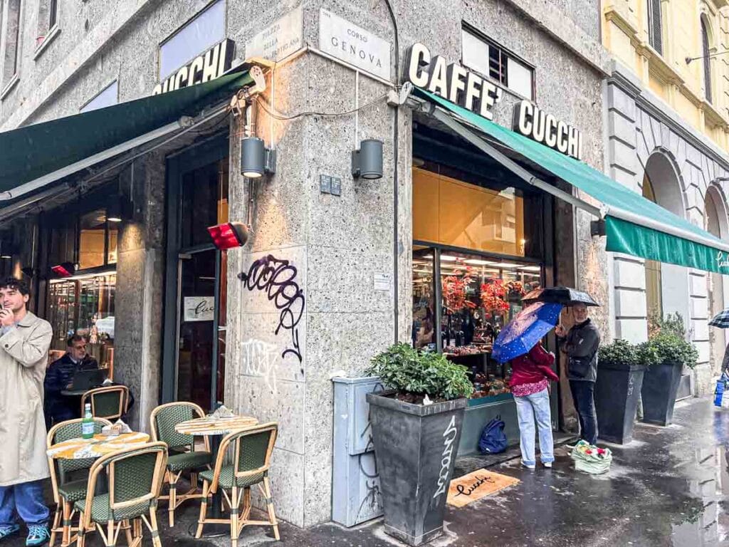 Outside Pasticceria Cucchi in Milan