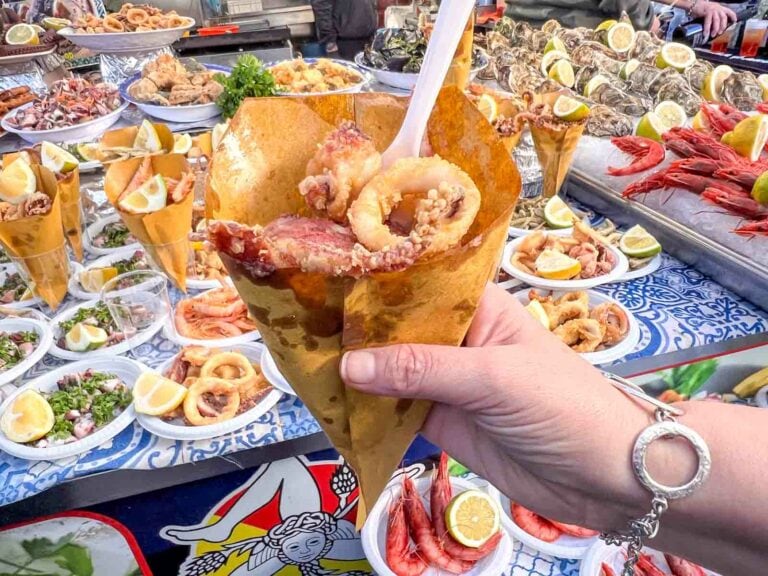 Seafood Cone in Hand at Mercato Ballaro in Palermo