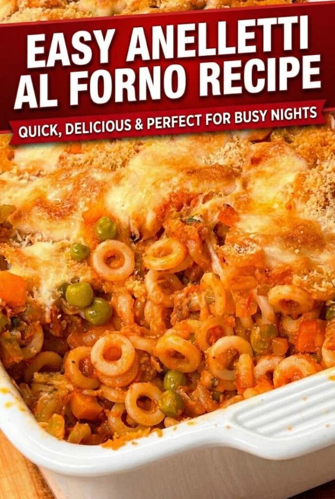 Pin featuring close-up shot of Anelletti al Forno Recipe