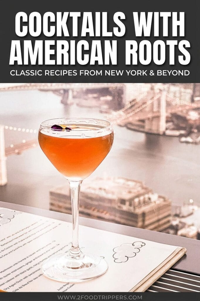 Single image poster featuring a classic American cocktails with bold text overlay